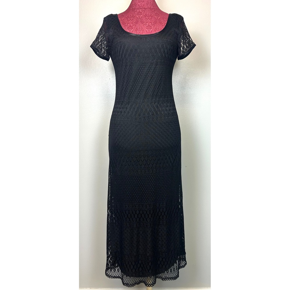 Y2K Superstition Black Lace Maxi Dress Vintage‎ 90s Goth 6 Fairy Grunge Sheer